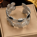 Lxalry Platinum Plated Stainless Steel Floral Carved Mirror Bracelet Hypoallergenic Skin Safe Jewelry With Artisan Polish Never Tarnish Luxury Gift For Women S Daily   Evening Wear