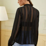 See-through tops striped shirts for sun protection
