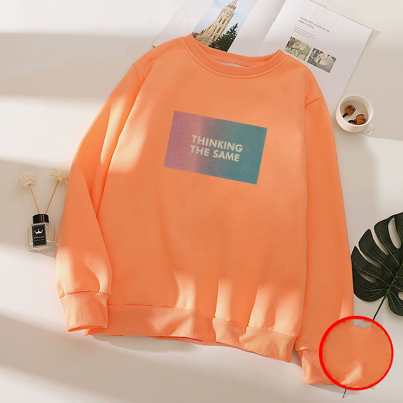 Women''s spring and autumn wear extra thick base shirt loose LARGE T-SHIRT long sleeve student warm top fashion
