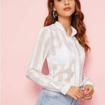 See-through tops striped shirts for sun protection