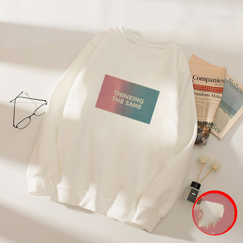 Women''s spring and autumn wear extra thick base shirt loose LARGE T-SHIRT long sleeve student warm top fashion