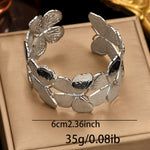 Lxalry Platinum Plated Stainless Steel Floral Carved Mirror Bracelet Hypoallergenic Skin Safe Jewelry With Artisan Polish Never Tarnish Luxury Gift For Women S Daily   Evening Wear
