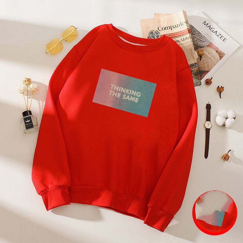 Women''s spring and autumn wear extra thick base shirt loose LARGE T-SHIRT long sleeve student warm top fashion