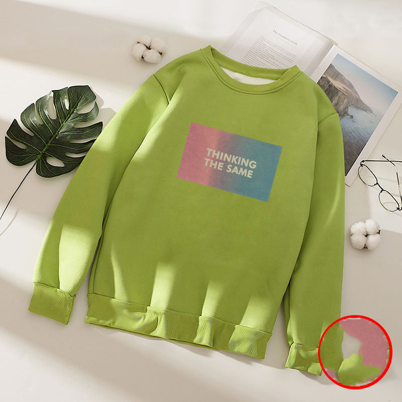 Women''s spring and autumn wear extra thick base shirt loose LARGE T-SHIRT long sleeve student warm top fashion