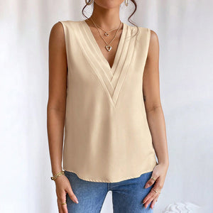 Women's Elegant V Neck Tank Tops Summer Casual Sleeveless Shirts
