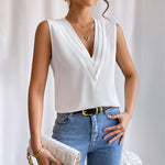 Women's Elegant V Neck Tank Tops Summer Casual Sleeveless Shirts