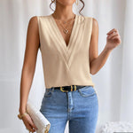 Women's Elegant V Neck Tank Tops Summer Casual Sleeveless Shirts