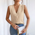 Women's Elegant V Neck Tank Tops Summer Casual Sleeveless Shirts